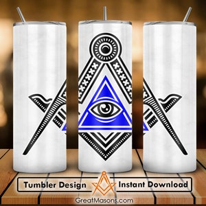 Quadrat und Kompass All Seeing Eye Great Masons 20oz 30oz Skinny Tumbler Wrap Png, Sublimation Design Straight & Tapered Tumbler File