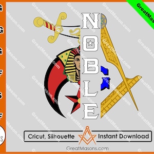 NOBLE Shriner Mason Squrare & Compasses G Nobles Shrine Symbol Freemasons *SVG, Png, Eps, Dxf, Jpg, Pdf, Cricut Silhouette* Instant Download