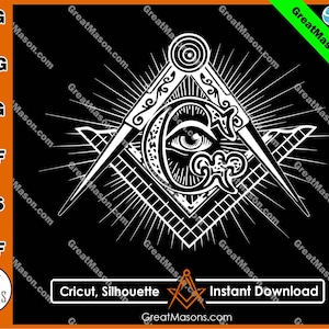 Vierkant en kompassen Alle ziende ogen SVG File - Grote Masons ontwerp * SVG, Png, Eps, Dxf, Jpg, Pdf, Cricut Silhouette Cameo * Instant Download