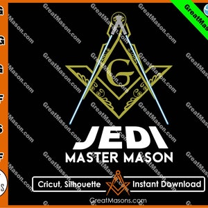 Vrijmetselaars Jedi Master Mason Lightsaber Symbol File - Great Masons design * SVG, Png, Eps, Dxf, Jpg, Pdf, Cricut Silhouette * Instant Download