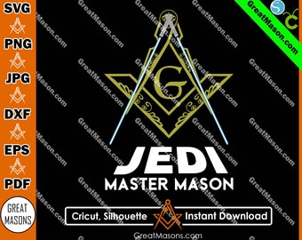 Freemasons Jedi Master Mason Lightsaber Symbol File - Great Masons design *SVG, Png, Eps, Dxf, Jpg, Pdf, Cricut Silhouette* Instant Download