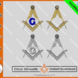 Freemasons Square and Compasses Symbol SVG File - Great Masons design *SVG, Png, Eps, Dxf, Jpg, Pdf, Cricut Silhouette* Instant Download
