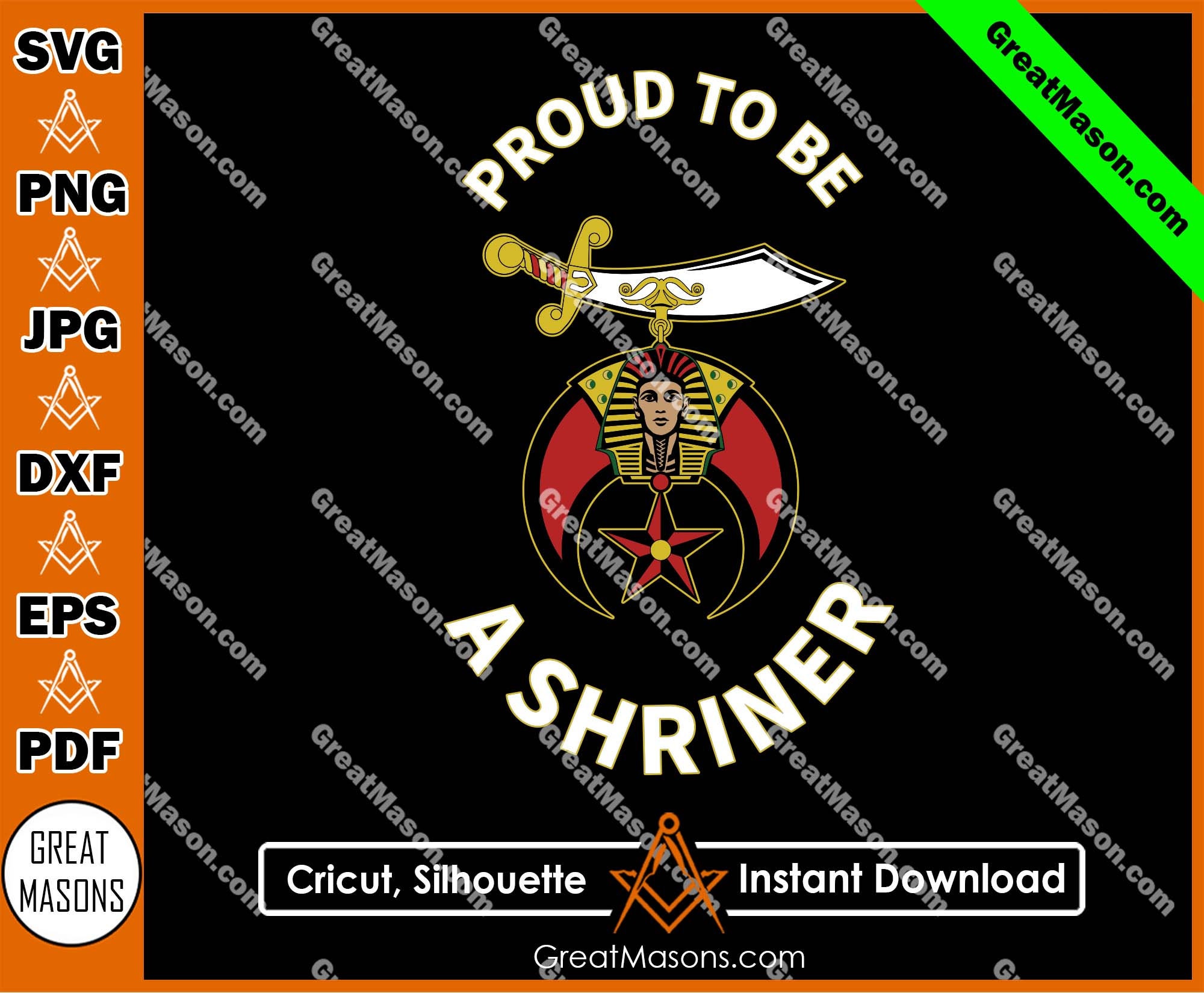 Prince Hall Shriners Freemason Auto Emblem - Black And Gold Laser Cut Metal Decal For Car, Truck, Or Window - PHA Masonry Symbol