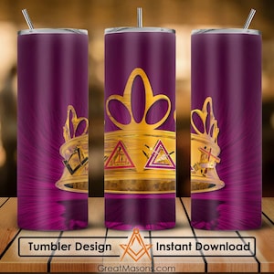 York Rite Quartet Bodies Crown Royal Arch Cryptic Knights Templar 20oz 30oz Skinny Tumbler Wrap Png, Design Straight & Tapered Tumbler File