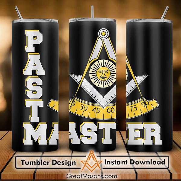 Mason Past Master Symbol Wisdom Leadership Masonic 20oz 30oz Skinny Tumbler Wrap Png, Sublimation Design Straight & Tapered Tumbler File