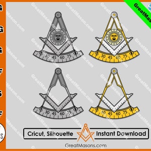 Masón Pasado Maestro Masones Símbolo de cuadrado y brújulas Archivo SVG - Diseño de grandes masones *SVG, Png, Eps, Dxf, JPG, Pdf* Descarga instantánea