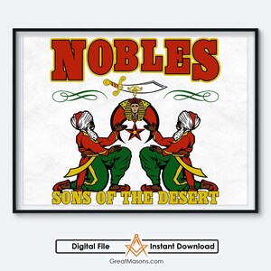 Nobles Shriner Sons Of The Desert Symbol Shriners Freemasonry Art - Great Masons - Digital Download Printable In Three Sizes