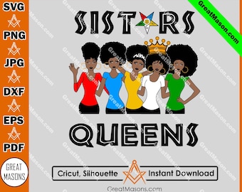 OES Sistars Queens Crown FATAL Order Of The Eastern Star Sisterhood Freemason *Svg, Png, Eps, Dxf, Jpg, Pdf, Cricut* Instant Download