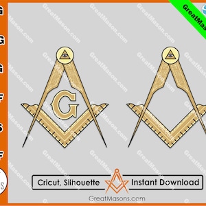 Freemasons Square and Compasses Symbol SVG File - Great Masons design *SVG, Png, Eps, Dxf, Jpg, Pdf, Cricut Silhouette* Instant Download