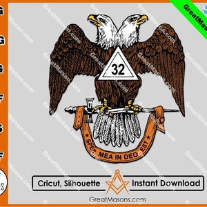 32nd Degree Scottish Rite Wings Down Spes Mea In Deo Est - Great Masons *SVG, Png, Eps, Dxf, Jpg, Pdf, Cricut Silhouette* Instant Download