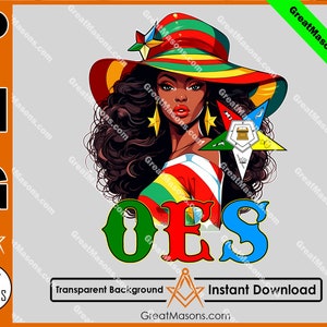 OES Black Beautiful Sister Floppy Wide-Brimmed Hat FATAL Order of the Eastern Star Masonic Great Masons - PNG Transparent High Quality File