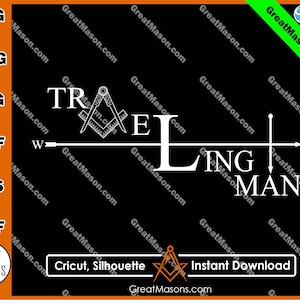Mason Traveling Man Masonic Digital File - Great Masons design *SVG, Png, Eps, Dxf, Jpg, Pdf, Cricut Silhouette Cameo* Instant Download
