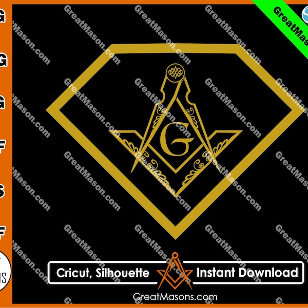 Super Man Mason - Diamond on chest - Compass Masonic - Great Masons *SVG, Png, Eps, Dxf, Jpg, Pdf, Cricut Silhouette Cameo* Instant Download