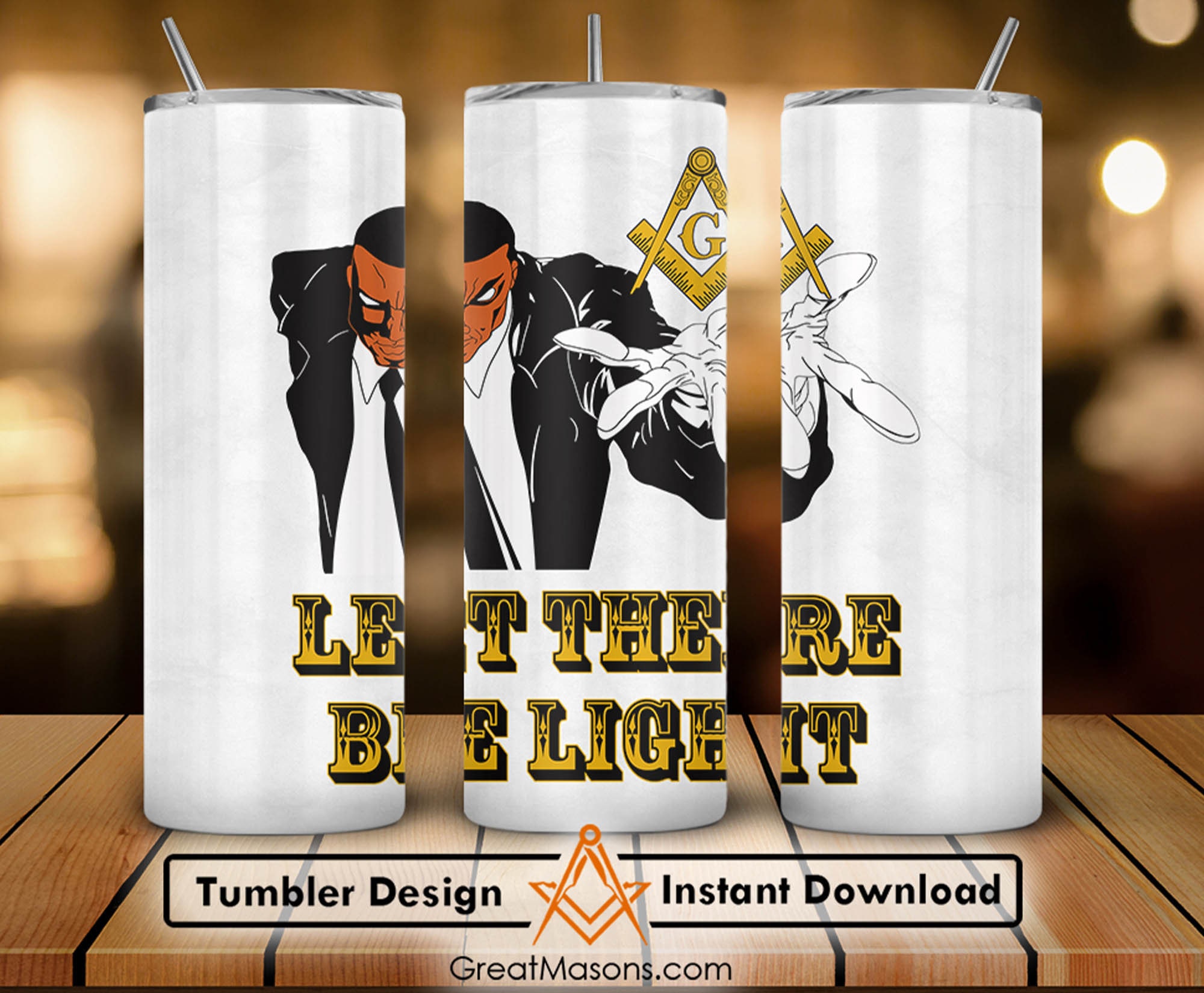 Que haya luz PHA Masonic Great Masons 20oz 30oz Skinny Tumbler Wrap Png, Sublimation Design Straight & Tapered Tumbler File Digital