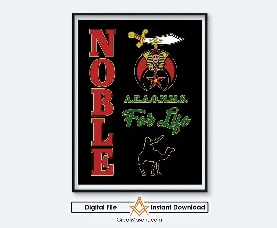 Shriner Noble AEAONMS Authentic Traditional for Life Scimitar Crescent ...