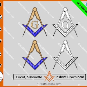 Freemasons Square and Compasses Symbol SVG File - Great Masons design *SVG, Png, Eps, Dxf, Jpg, Pdf, Cricut Silhouette* Instant Download