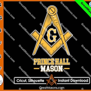 Prince Hall Mason Square & Compasses Masonic Design - Great Masons *SVG, Png, Eps, Dxf, Jpg, Pdf, Cricut Silhouette Cameo* Instant Download