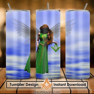 Freemason Women Flying With Emblems The Harp 3D Art 20oz 30oz Skinny Tumbler Wrap Png Sublimation Design Straight & Tapered Tumbler File