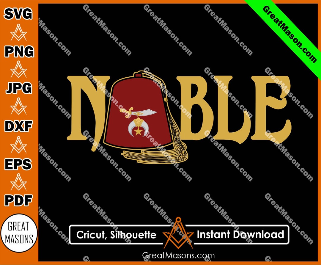 Noble Shriner Fez Symbol Shriners Freemason Great Masons SVG, Png, Eps, Dxf, Jpg, Pdf Instant