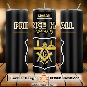 Prince Hall Mason 2B1ASK1 Tools Quadrat und Kompass 20oz 30oz Skinny Tumbler Wrap Png, Sublimation Design Straight & Tapered Tumbler File