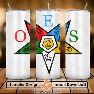 OES Star FATAL Logo Symbols Order Of The Eastern Star 20oz 30oz Skinny Tumbler Wrap Png, Sublimation Design Straight & Tapered Tumbler File