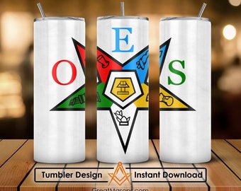 OES Star FATAL Símbolos del logotipo Orden de la estrella oriental 20oz 30oz Skinny Tumbler Wrap Png, diseño de sublimación Archivo de vaso recto y cónico