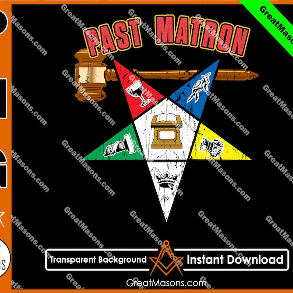 OES Past Matron Vintage Worthy Matron FATAL Order of the Eastern Star Masonic Great Masons - PNG Transparent High Quality File