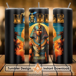 Noble Shriner Egyptian AEAONMS Pharaoh Tutankhamun Scimitar Star 20oz 30oz Skinny Tumbler Wrap Png Design Straight & Tapered Tumbler File