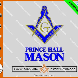 Prince Hall Mason Masonic Digital File - Great Masons design *SVG, Png, Eps, Dxf, Jpg, Pdf, Cricut Silhouette Cameo* Instant Download