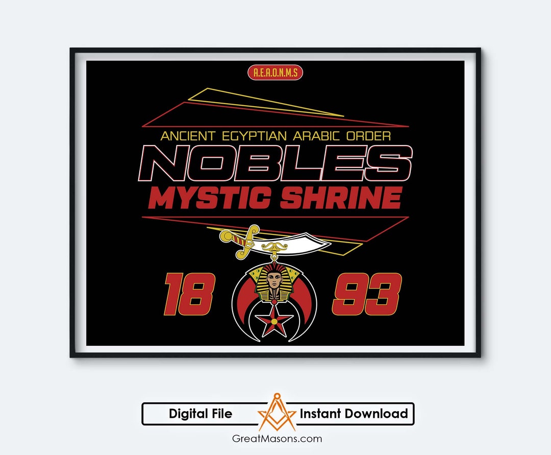 Nobles Mystic Shrine 1893 AEAONMS Shriner Scimitar Crescent and Star ...