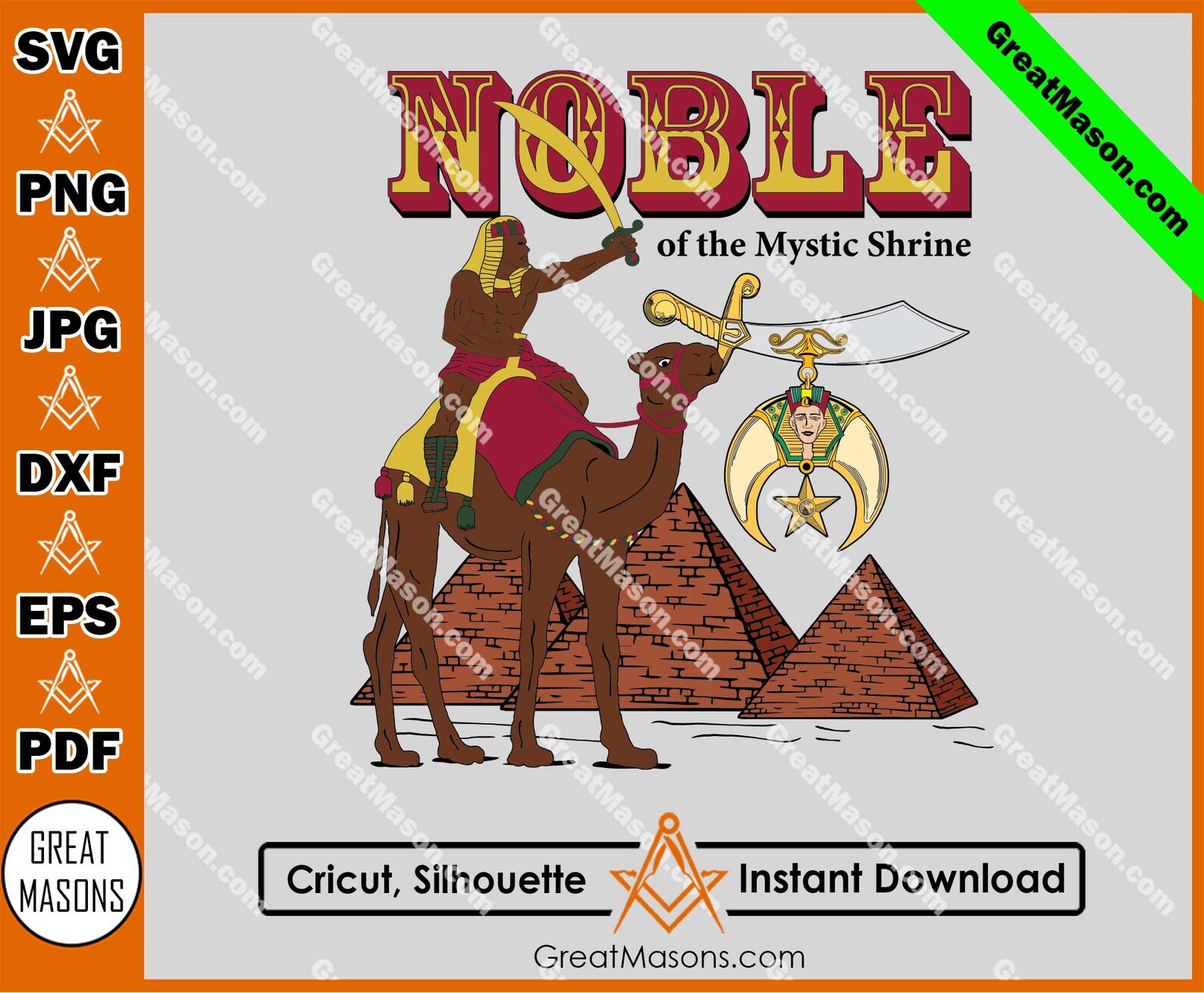 Nobles Mystic Shrine Camel Rider Pyramid Shriner Scimitar Crescent and ...