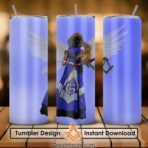 Freemason Women Flying With Emblems Symbol 3D Art 20oz 30oz Skinny Tumbler Wrap Png Sublimation Design Straight & Tapered Tumbler File