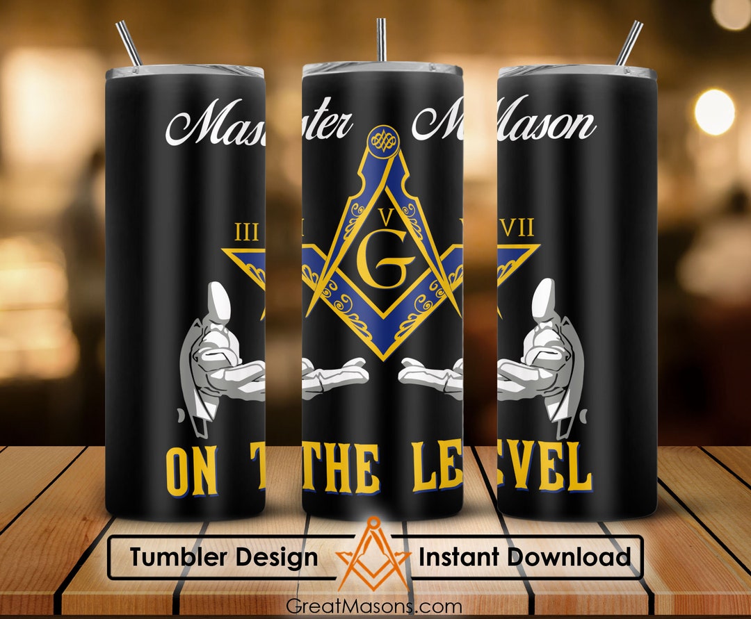 Master Mason Pattern Subtle Master Mason III V VII on the Level Masonic 20oz 30oz Skinny Tumbler ...