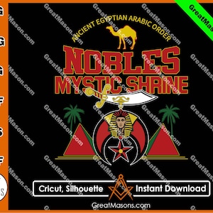 Nobles Mystic Shrine AEAONMS Camel Pyramid Shriner Scimitar Crescent and Star Great Masons *SVG, Png, Eps, Dxf, Jpg, Pdf* Instant Download