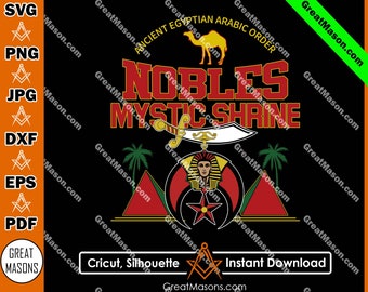 Nobles Mystic Shrine AEAONMS Camel Pyramid Shriner Scimitar Crescent and Star Great Masons *SVG, Png, Eps, Dxf, Jpg, Pdf* Instant Download