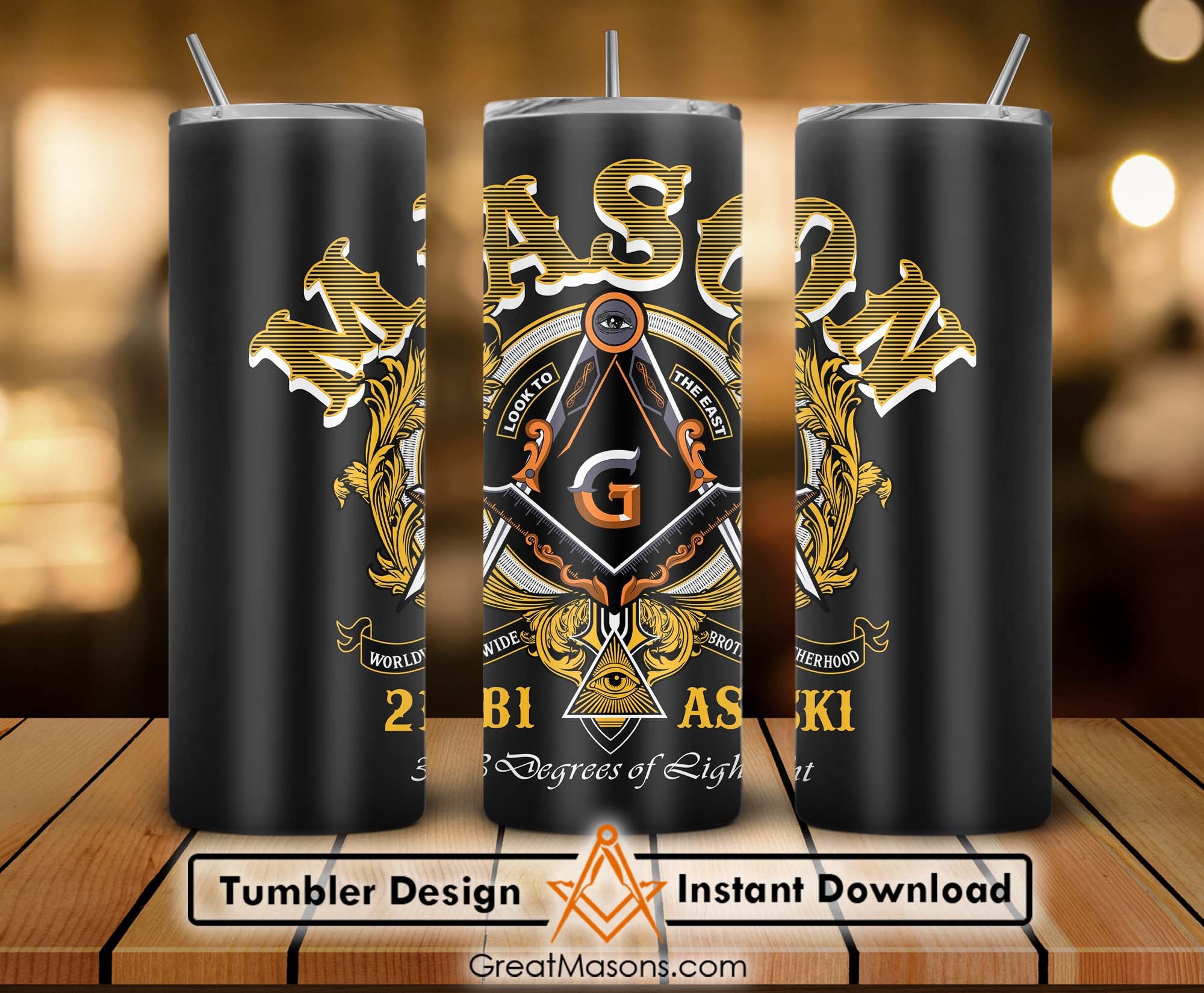 Mason 2B1ASK1 3 Degrees of Light 20oz 30oz Skinny Tumbler Wrap Png, Sublimation Design Straight & Tapered Tumbler File Digital Download