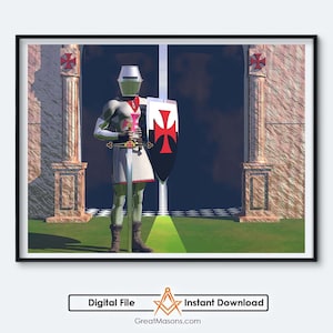 Knights Templar Crusader York Rite Masonic Freemason 3D Art - Great Masons - Digital Download Printable In Three Sizes