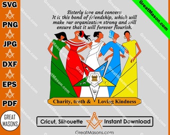 OES Sisters Charity Truth & Loving Kindness FATAL Order Of The Eastern Star Masonic *Svg, Png, Eps, Dxf, Jpg, Pdf, Cricut* Instant Download