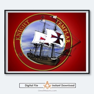 Knights Templar Crusader York Rite Masonic Freemason 3D Art - Great Masons - Digital Download Printable In Three Sizes