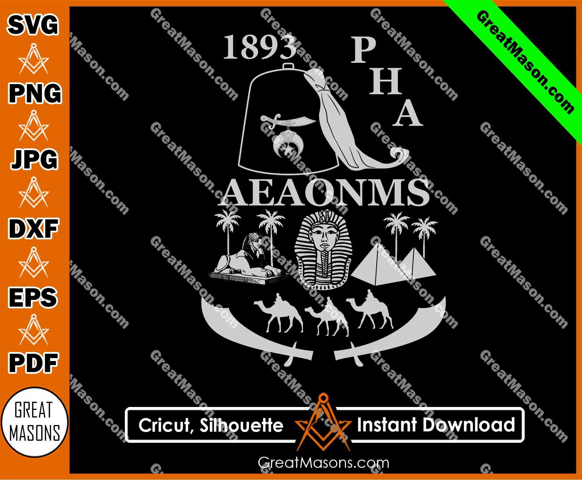 Nobles Mystic Shrine PHA 1893 AEAONMS Pharaoh Camel Desert Shriners ...