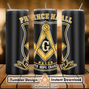 Prince Hall Mason Faith Hope Charity Shield Symbols 20oz 30oz Skinny Tumbler Wrap Png, Sublimation Design Straight & Tapered Tumbler File