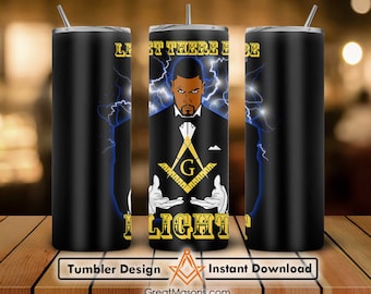 Que haya símbolo de luz en la mano Grandes albañiles 20oz 30oz Flaco Tumbler Wrap Png, Diseño de sublimación Archivo de vaso recto y cónico digital