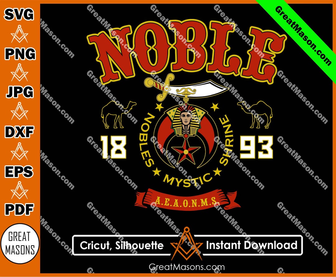 Nobles Mystic Shrine 1893 AEAONMS Shriner Scimitar Crescent and Star ...