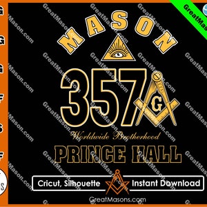 Prince Hall Mason 357 Worldwide Brotherhood Masonic - Great Masons *SVG, Png, Eps, Dxf, Jpg, Pdf, Cricut Silhouette Cameo* Instant Download