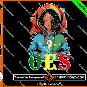 OES Black Beautiful Sister Wear Hoodie Color Shirt FATAL Order of the Eastern Star Masonic Great Masons - PNG Transparent High Quality File