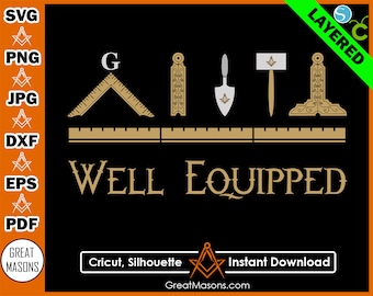 Mason Well Equipped Craft Working Tools - Great Masons *SVG, Png, Eps, Dxf, Jpg, Pdf, Cricut Silhouette Cameo* Layered Instant Download