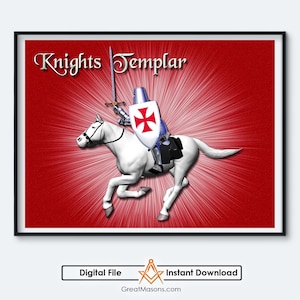 Knights Templar Crusader York Rite Masonic Freemason 3D Art - Great Masons - Digital Download Printable In Three Sizes