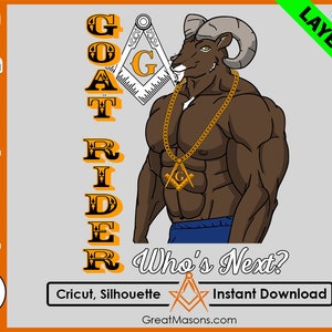 Goat Rider Masonic Necklace Digitaal Bestand - Grote Vrijmetselaars * SVG, Png, Eps, Dxf, Jpg, Pdf, Cricut Silhouette Cameo * Gelaagd Instant Download