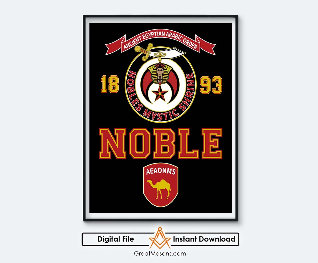 Nobles Mystic Shrine 1893 AEAONMS Shriner Scimitar Crescent and Star ...