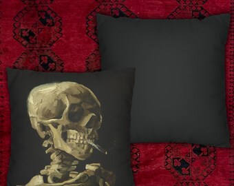 Funda de almohada con esqueleto de cigarrillo